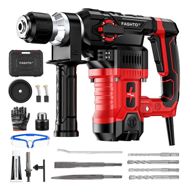  Kits De Martillo Rotomartillo Cincelador Perforador Industrial Con Embrague Automático Y 17 Accesor