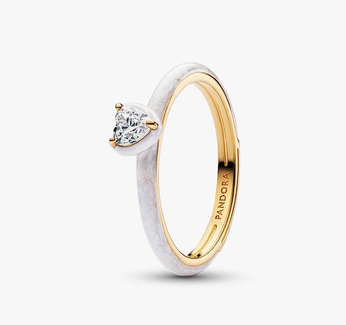 Anillo Pandora Corazón Chakra Blanco