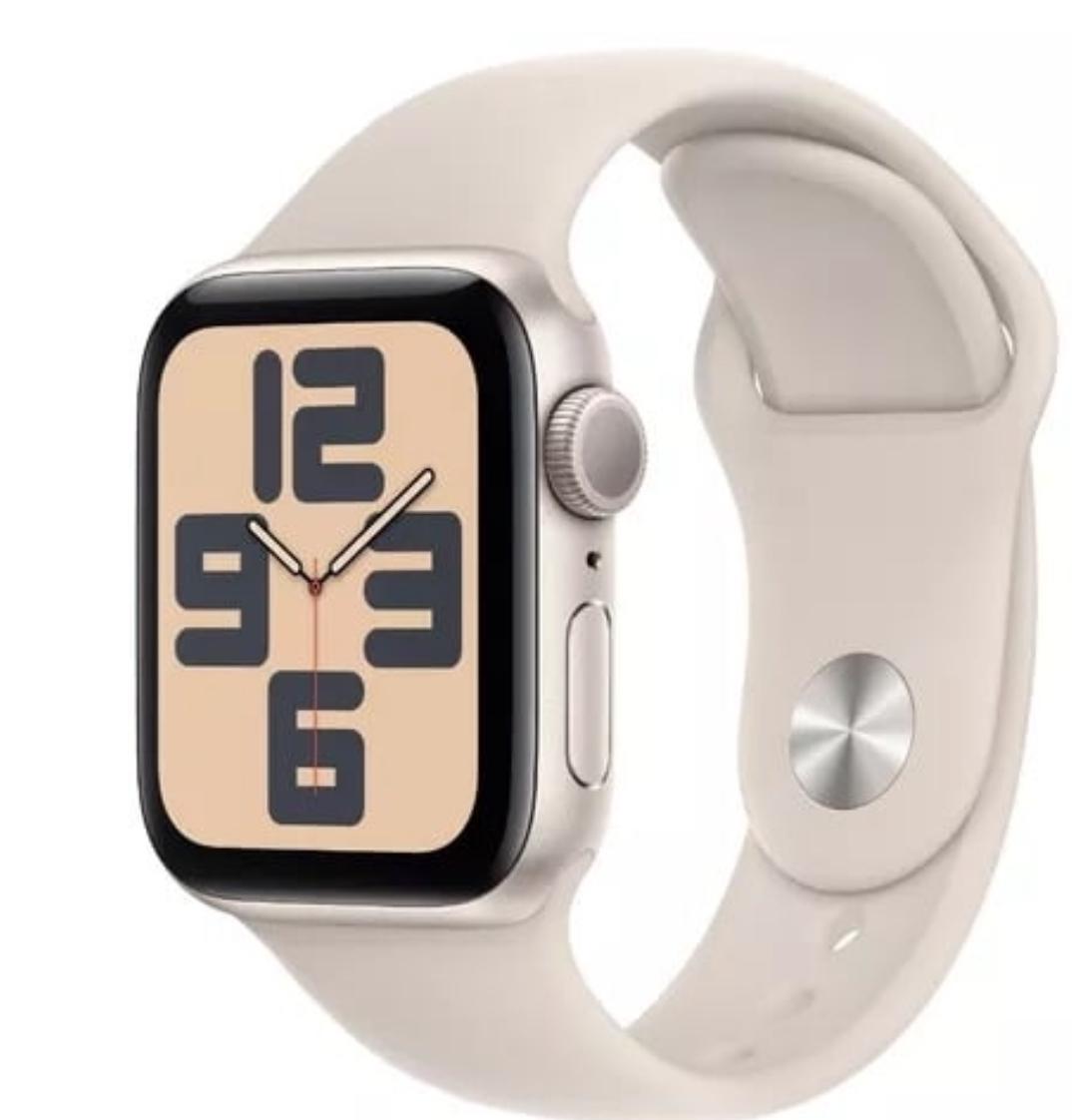 Apple Watch SE GPS (2da Gen) • Caja de aluminio blanco estelar de 40 mm • Correa deportiva blanco es