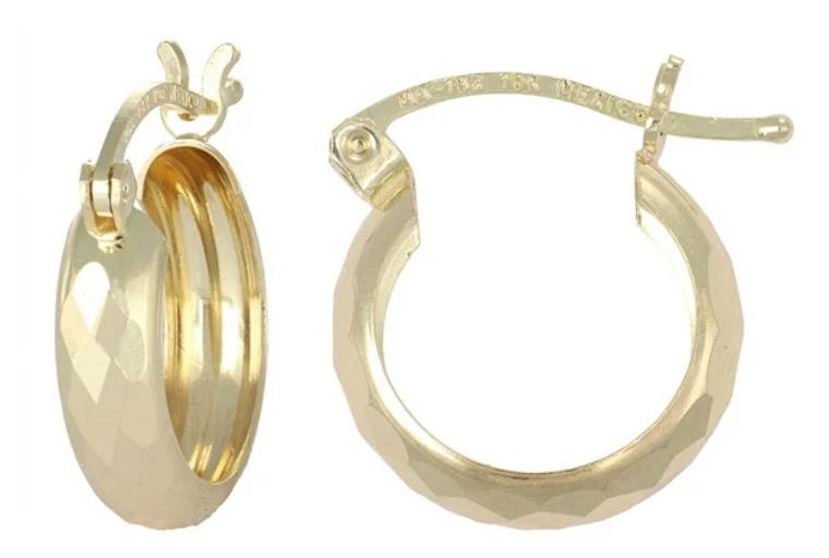 Arracada Bangle Imperial Jewelry Oro 10k Diamantado Rombos 12mm