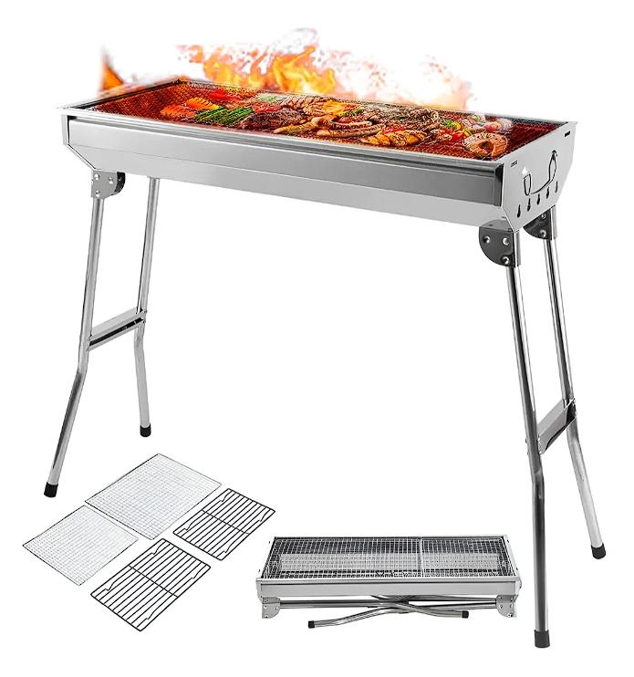 Asador De Carbón Portátil Plegable Acero Inoxidable