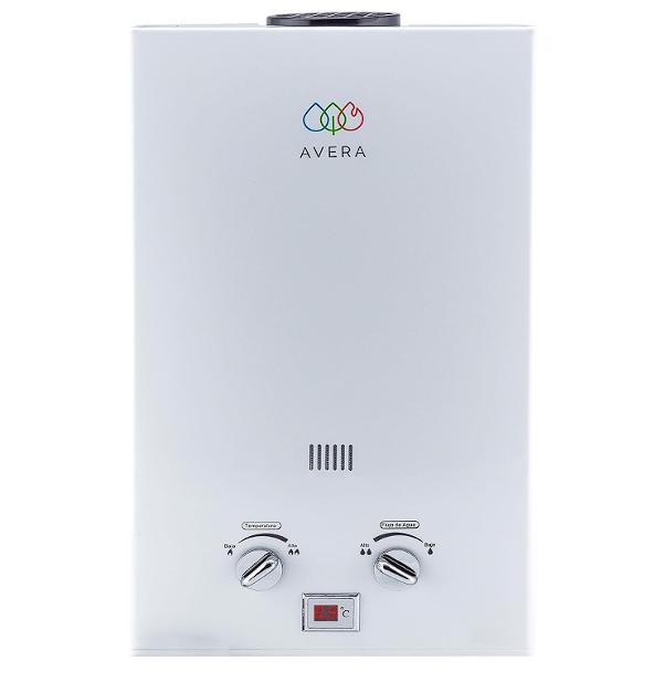 AVERA Calentador de agua Instantaneo GAS LP, Boiler de Paso, Capacidad 8 Litros/Minuto, 1.5 Servicio