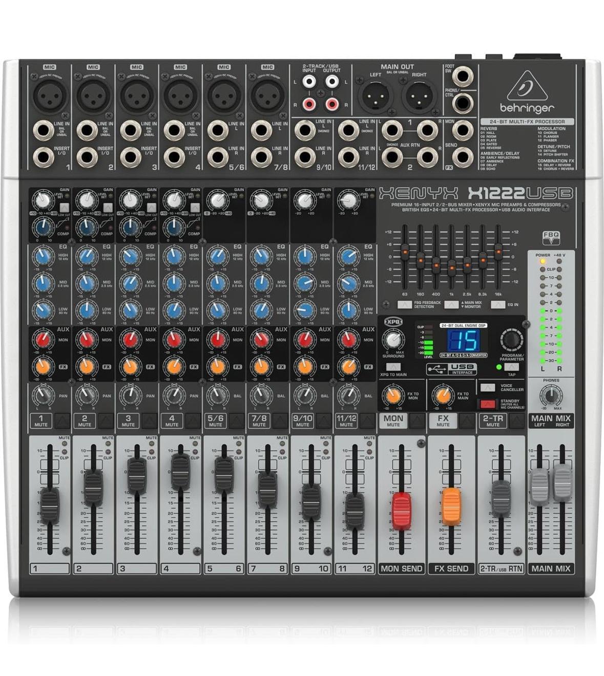 Behringer Xenyx X1222USB Premium 16-Input 2/2-Bus Mixer with USB/Audio Interface