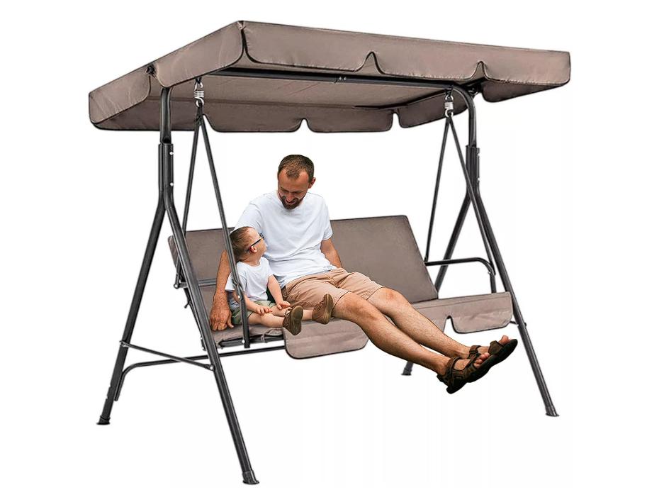 Bluelander Banca Mecedora con 3 Asientos, Capacidad de Soporte 240 Kg, Columpio Banca con Toldo