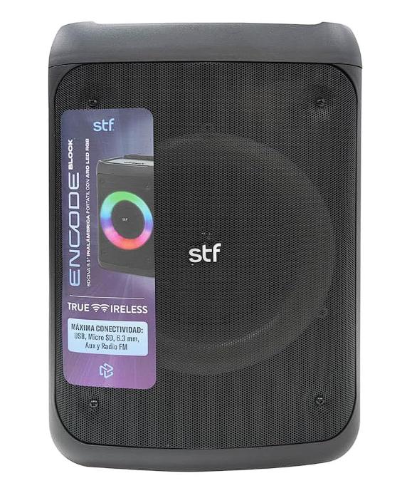 Bocina Portátil Stf Encode Block 6.5'' Con Aro Led Rgb