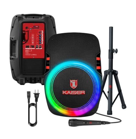 Bocina Kaiser Kse-1015mx Con Micrófono Y Tripié De Regalo De 15 Pulgadas Sonido Potente Para Fiestas