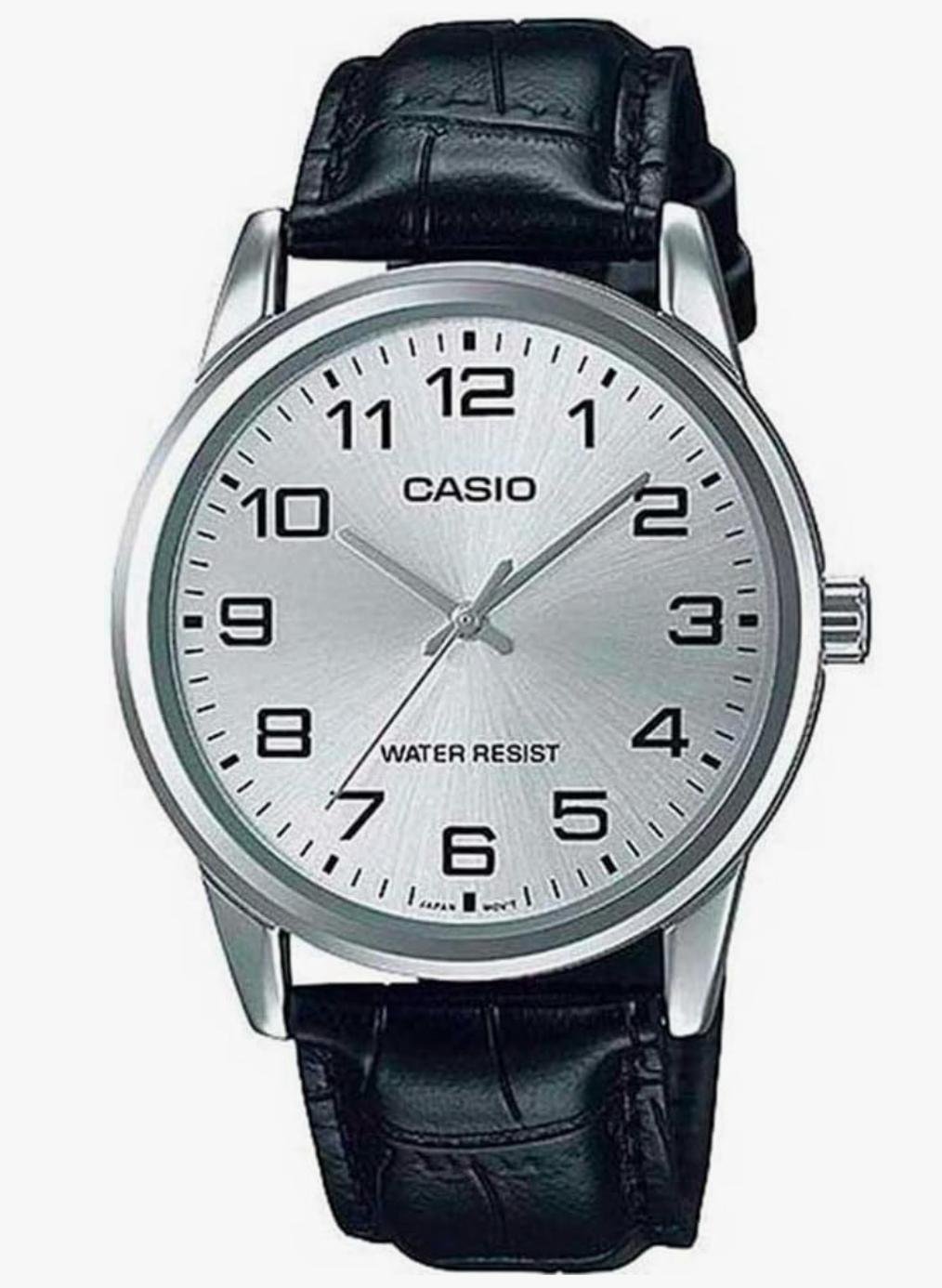 Casio Reloj analógico de cuarzo para hombre con correa de piel