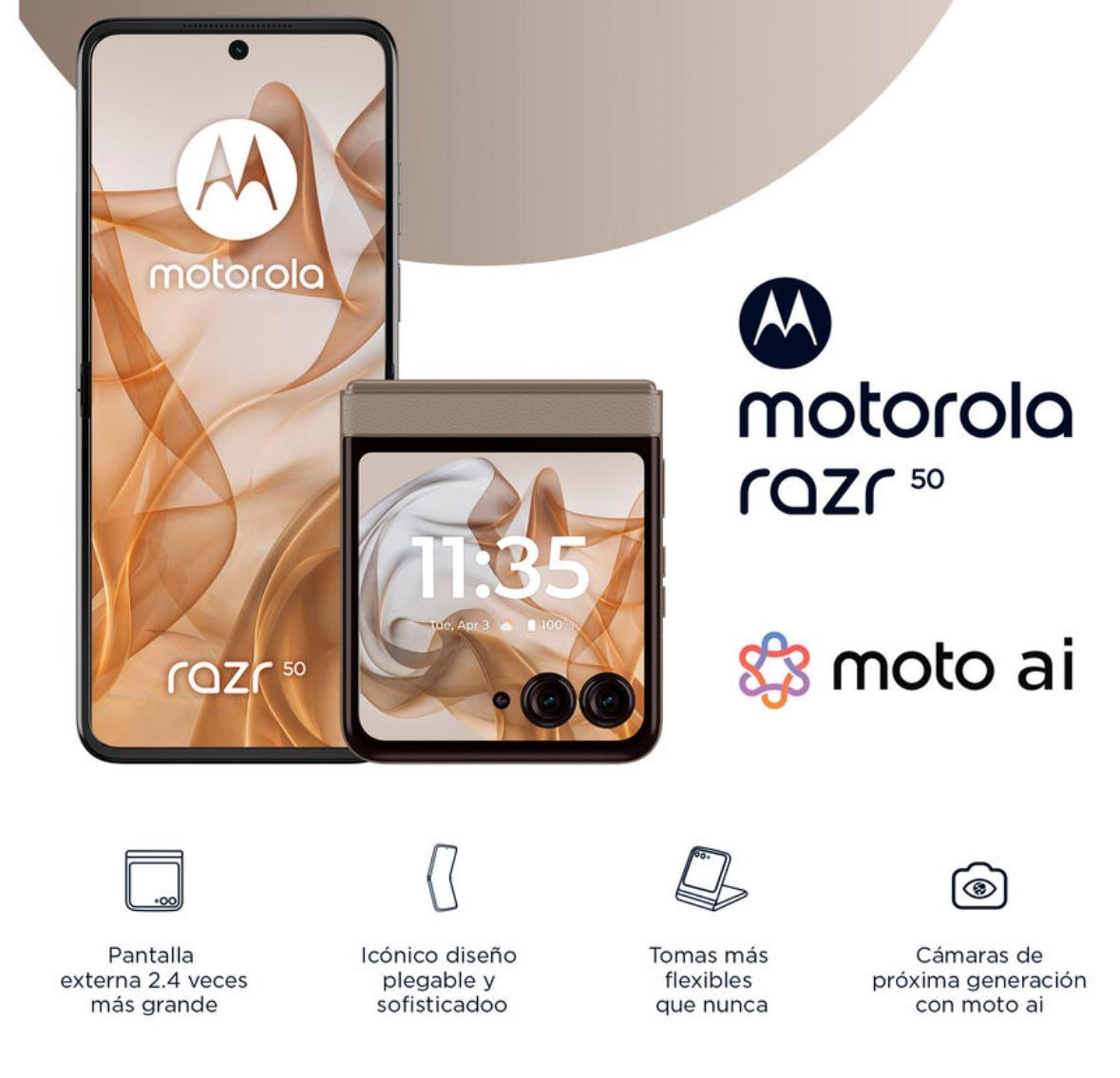 Celular Moto XT2453 1 RAZR 50, 5G 512 GB, 12 GB RAM beige Telcel