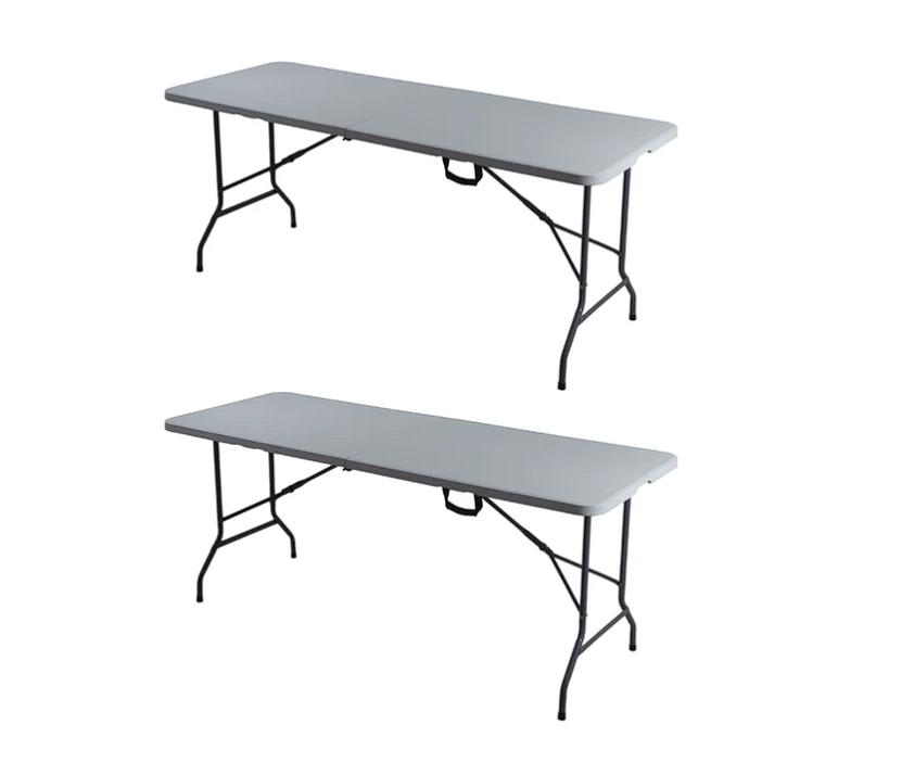 Combo Mesa Plegable LOOMBER Blanca 180 centímetros 2 piezas