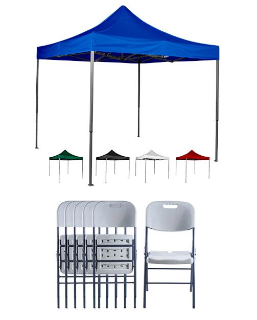 Combo Carpa Toldo Plegable 3x3 Impermeable Y Reforzado Styrka + Silla Plegable Loomber Set de 4 piez