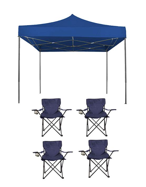 Combo Toldo Pegable Reforzado 3x3 Mts Oakland + Silla Plegable Camping Queen Sense 4 Piezas