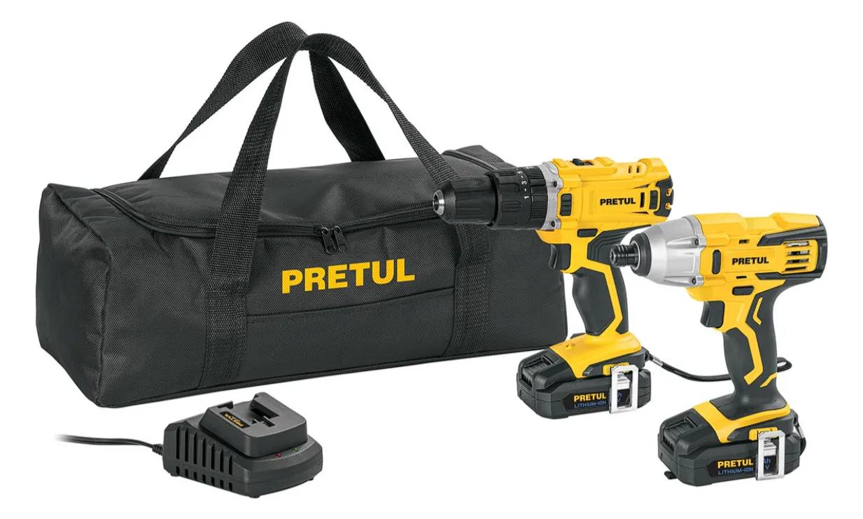 Combo rotomartillo/destornillador + Destornillador de impacto, 20V PRETUL COMBO-20P