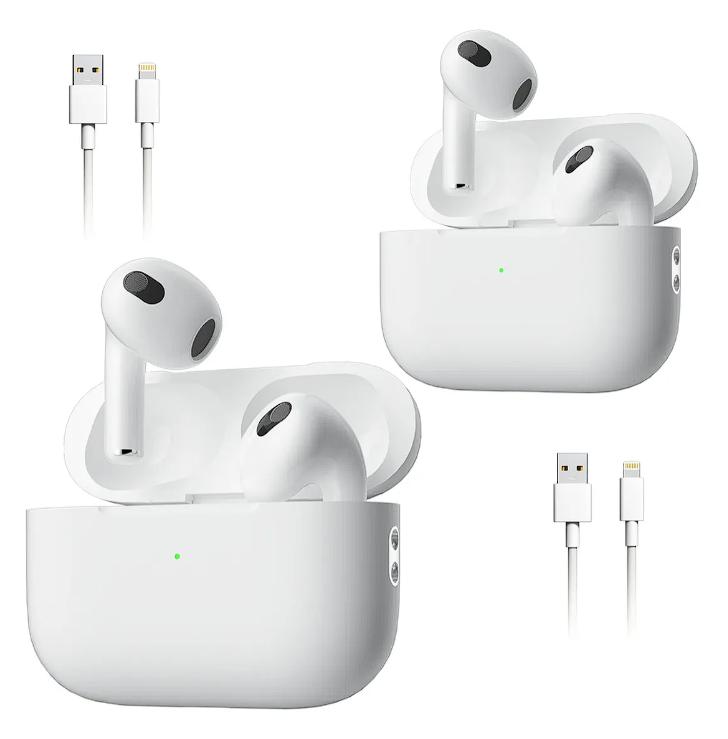 Combo 2 PCS Audífonos Bluetooth Compatible iPhone Xiaomi Android Blanco