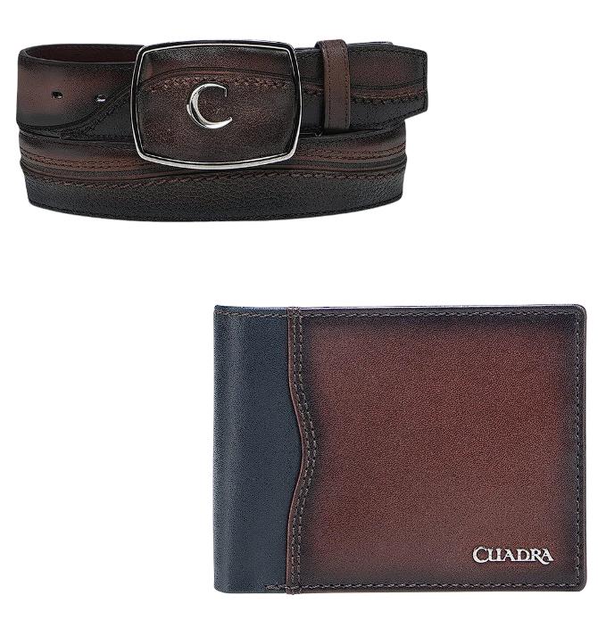 Combo CUADRA Cinturón vaquero para caballero en piel + Cartera para Caballero en Piel