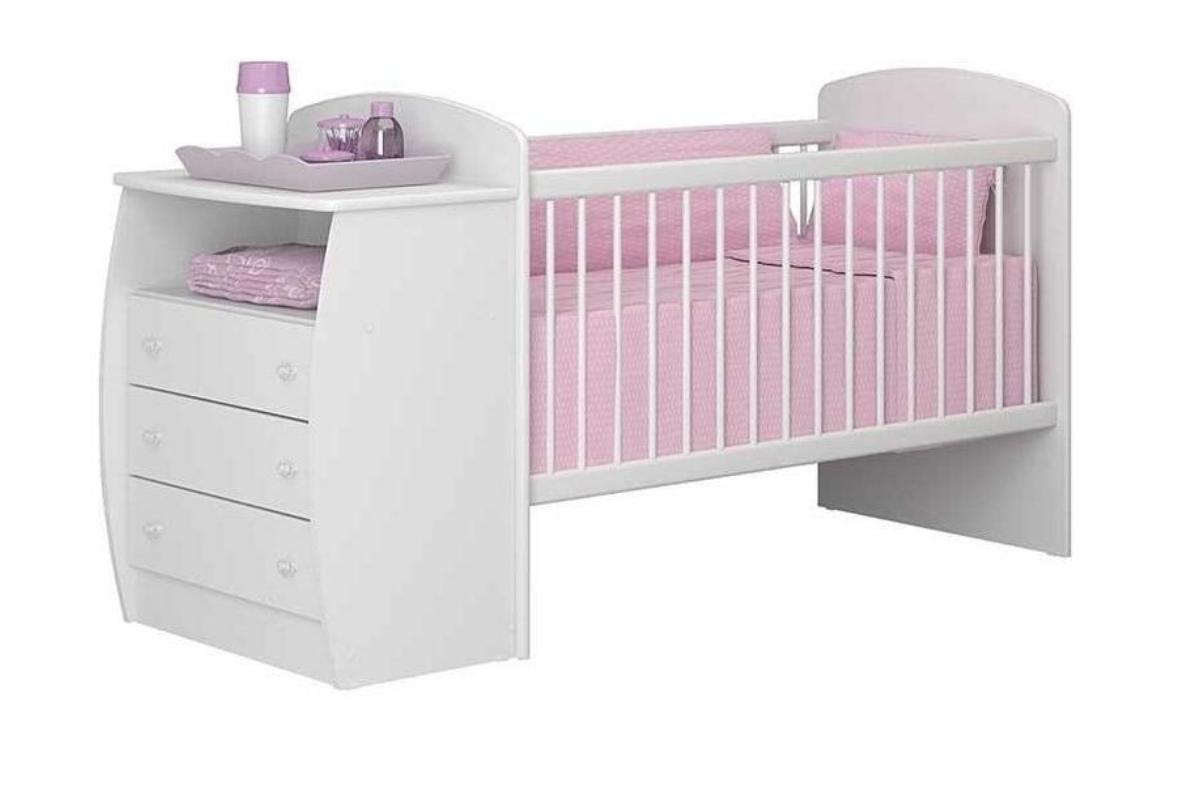 Cuna con Comoda MADIK Modelo 4122.010 Color blanco 3 Cajones 1 Nicho Base 