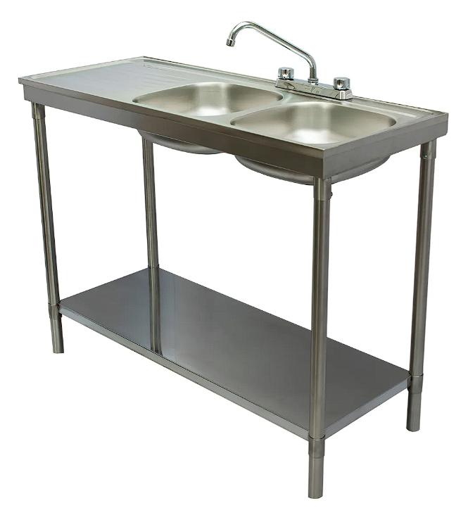 Fregadero Doble Tarje Derecho Mindejal Fe1-3 Gris De Acero Inoxidable Con Un Entrepaño