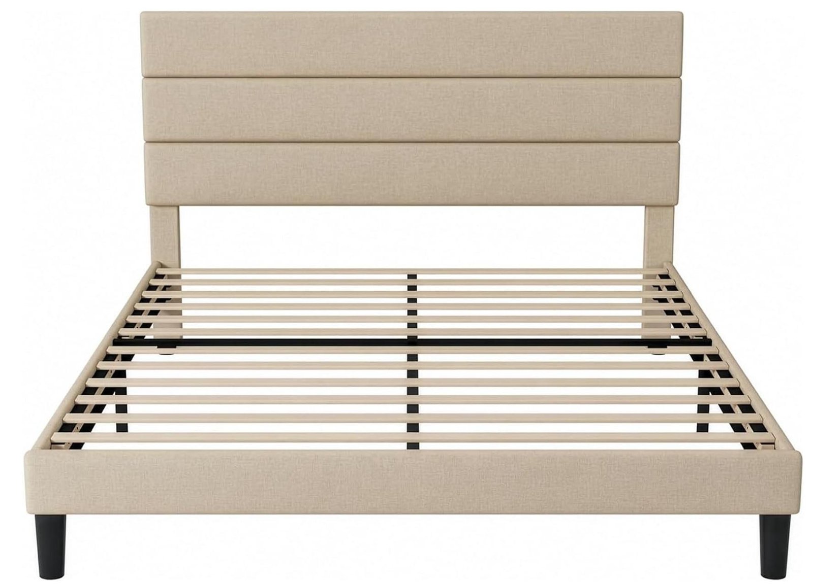 FURRIFIC Base Cama Matrimonial con Cabecera Tapizada, Estructura Metálica 
