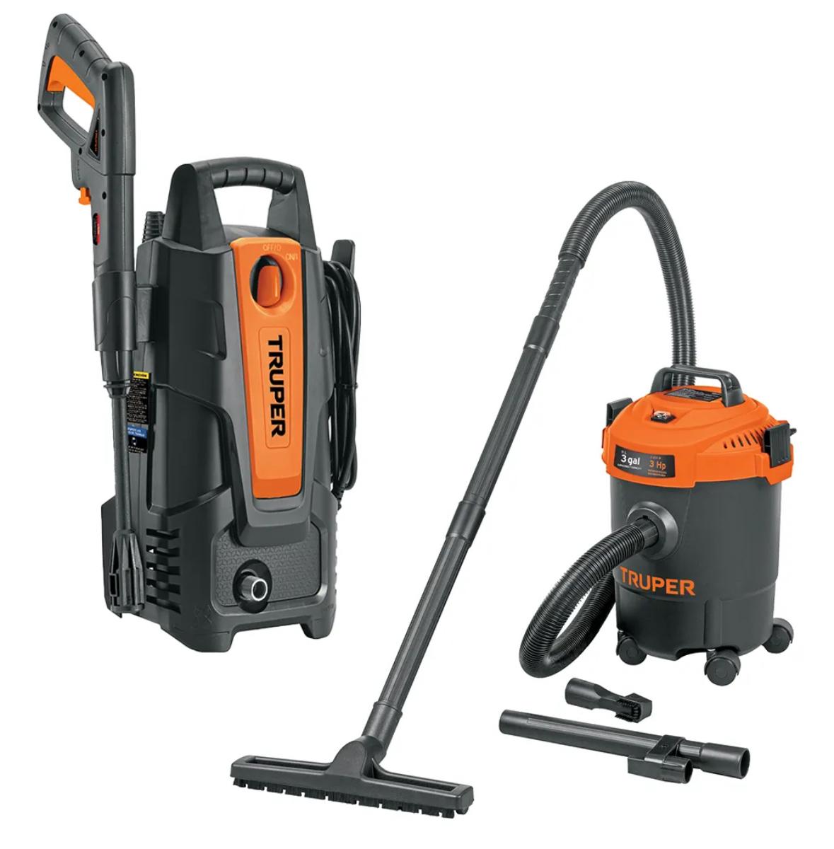 Hidrolavadora Eléctrica 1500 Psi + Aspiradora 3 Galones