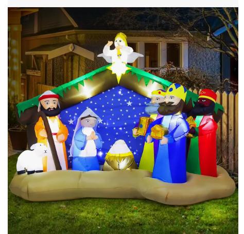 Inflable Navideña Decoración Belén con Led Incorporado Multicolor 2.4m