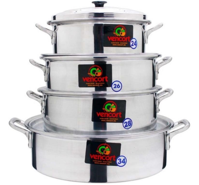 Juego De 4 Arroceras Budineras Ollas Bajas Vencort Aluminio 