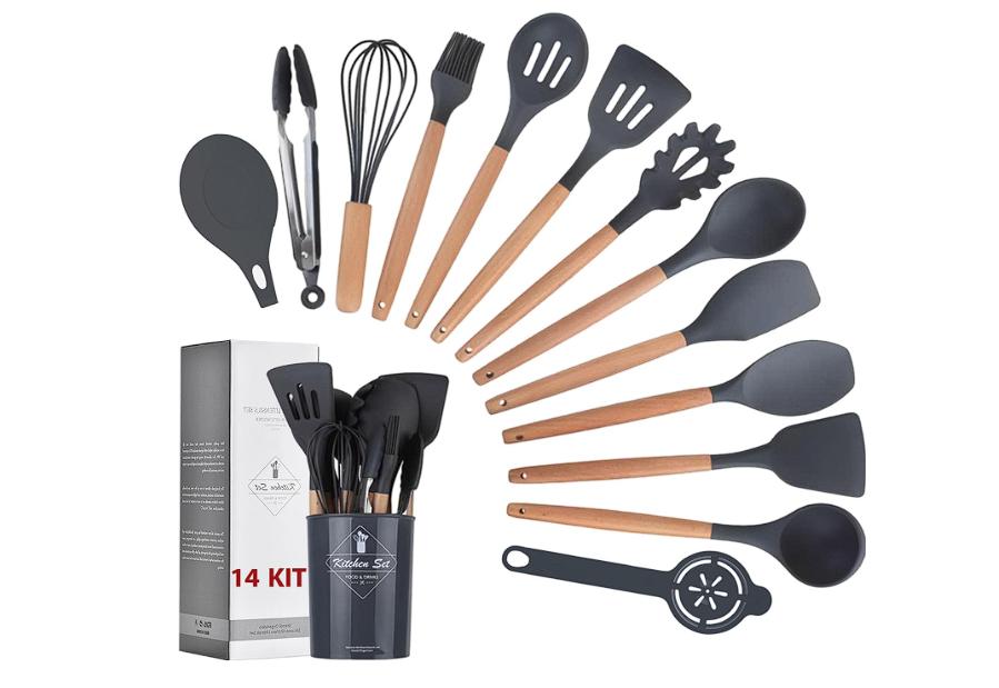 Juego de Utensilios de Silicon con Mangas Antiadherentes