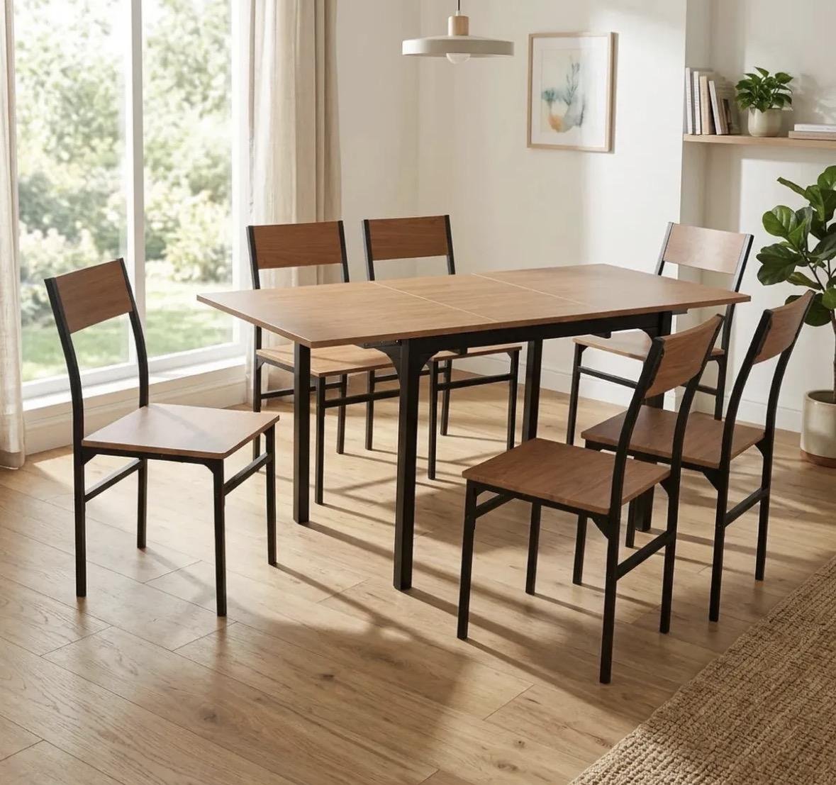Juego de comedor * Mesa Extensible Rectangular + 6 Sillas