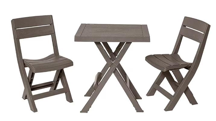 Kit de Mesa Rimax y 2 Sillas Plegables para Jardín de Alta Calidad color Mocca