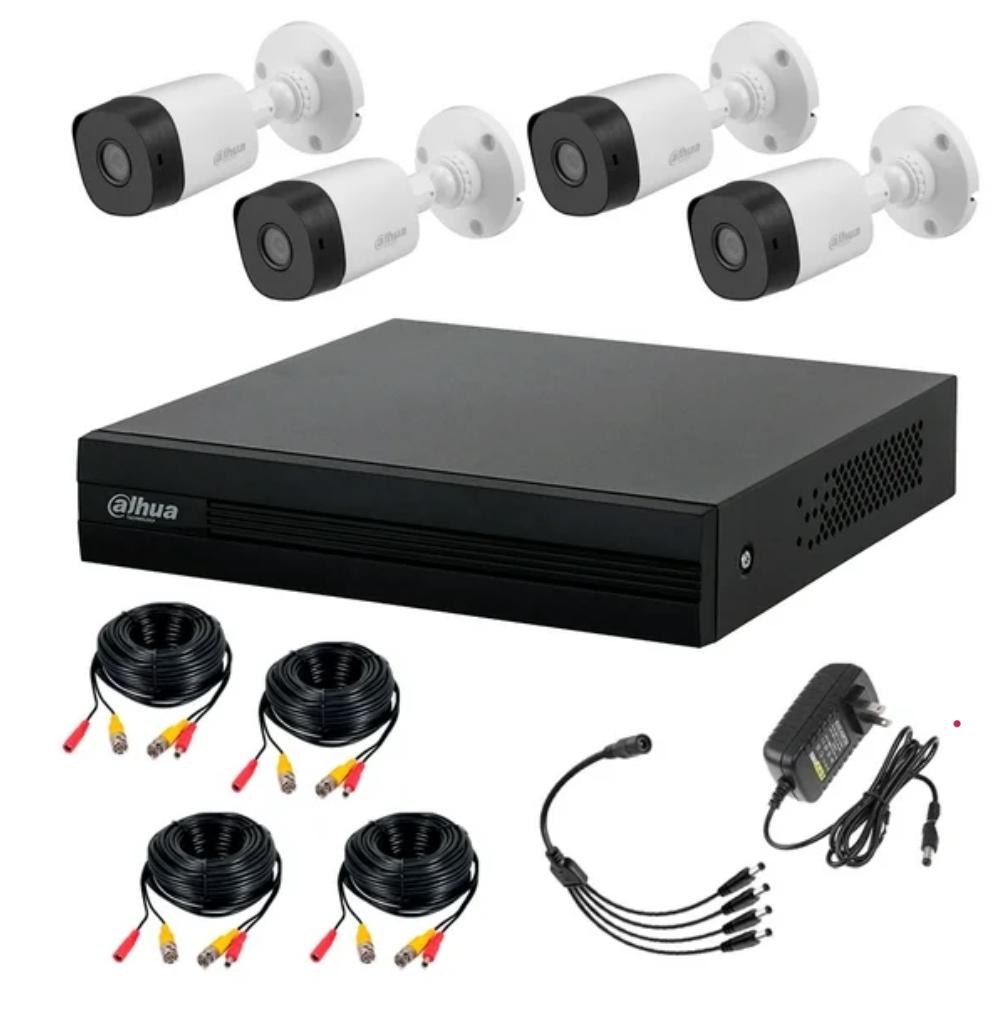 KIT DE videovigilancia DAHUA_TECH 4 CANALES 4 CAMARAS TIPO BALA