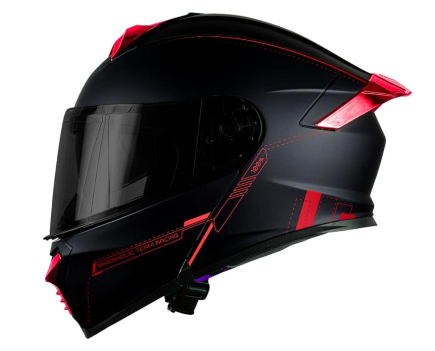 KOV Casco Metal Red Thunder ABATIBLE Rojo para Moto Certificado Dot