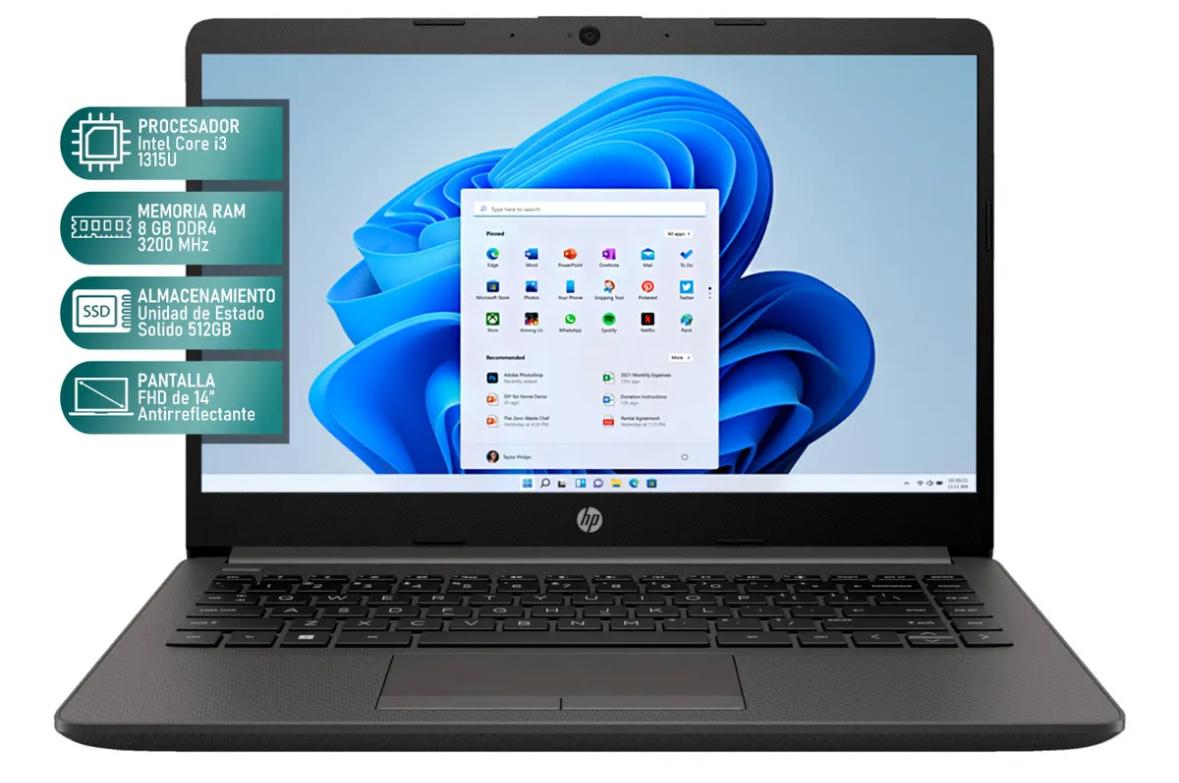 Laptop HP 240R G9 Intel Core i3 1315U 8GB RAM 512GB SSD 14