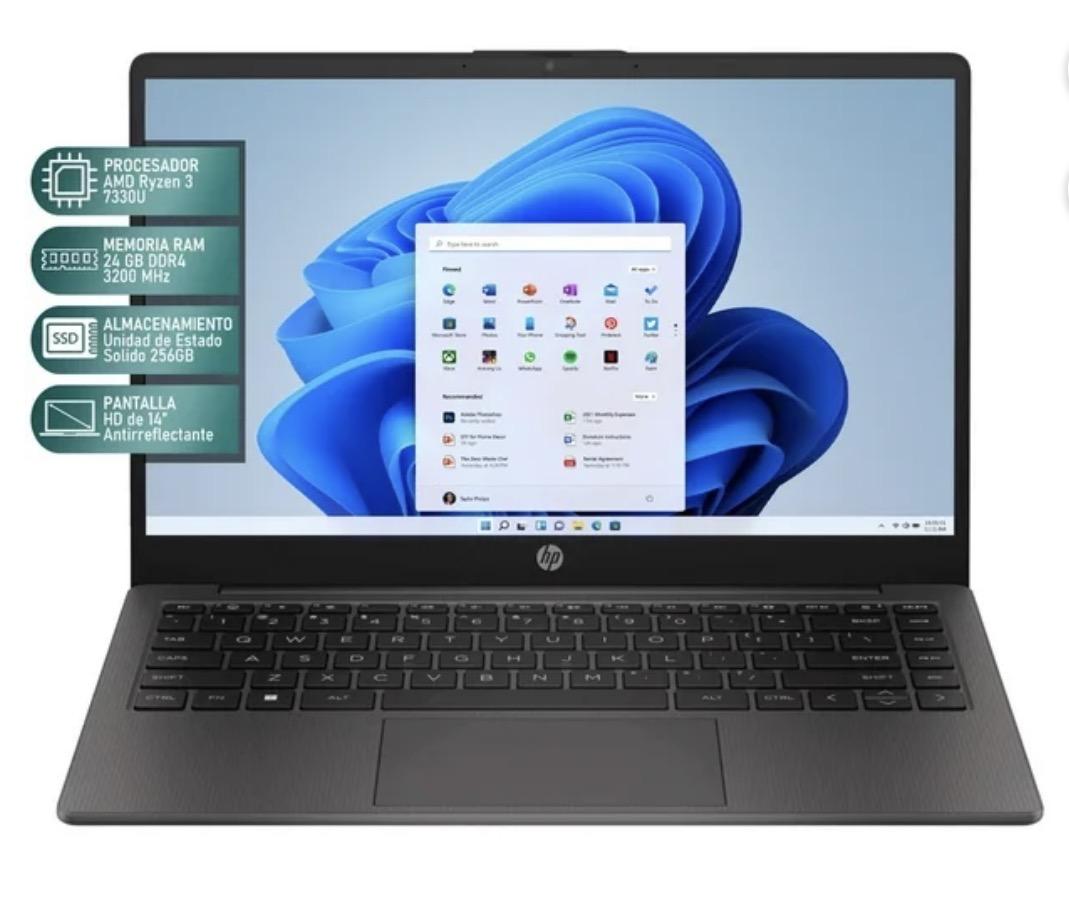 Laptop HP 245 G10 AMD Ryzen 3 7330U 24GB RAM 256GB SSD 14" Windows 11 Home