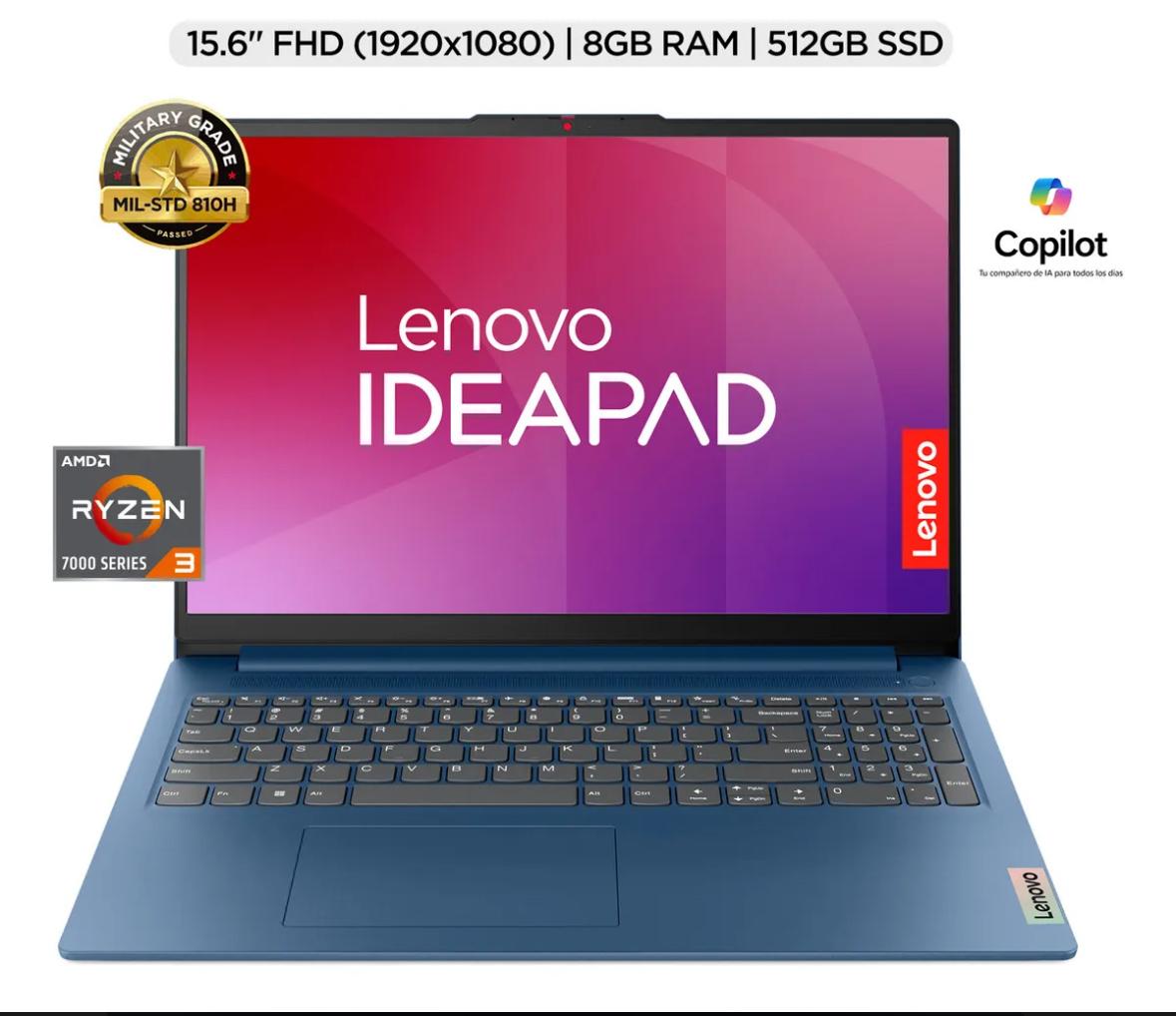 Laptop Lenovo Ip Slim 3 Ryzen 3 7320u 8 Gb 512 Ssd Abyss Blue