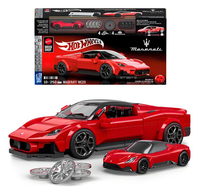 Mattel Hot Wheels Brick Shop Speed Maserati MC20 Kit Juguete Para Armar Building Set 250 pzs