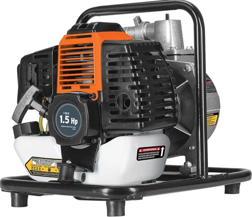 Motobomba autocebante 1" x 1" a gasolina 1-1/2 HP, 2 tiempos