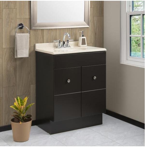 MUEBLE PARA BAÑO DE PISO MADRID 24" CAFÉ MDF TERMOFORMADO CON LAVABO
