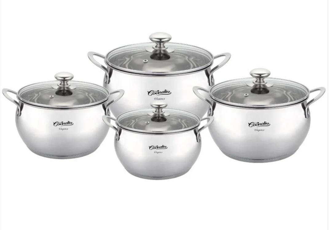 Ollas Abombadas Chef Cocinalia 8pzas 6LT,3.6LT,2.6LT,1.5LT