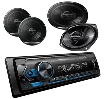 Paquete Pioneer Autoestereo Bluetooth Mvh-s325bt 4 Bocinas