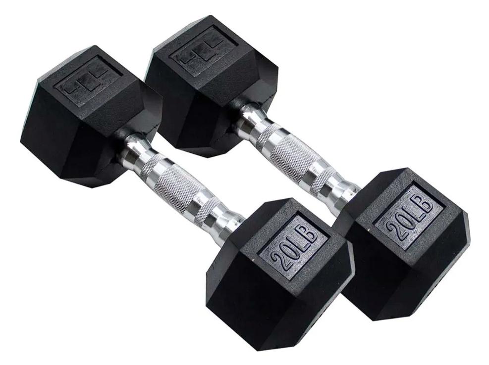 Par Mancuernas Hexagonales 20 LB InFitness Antideslizantes Goma