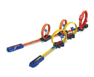 Pista de carros con lanzador Hot Wheels Multi-Loop Race Off color naranja/amarillo/rojo - 2 piezas