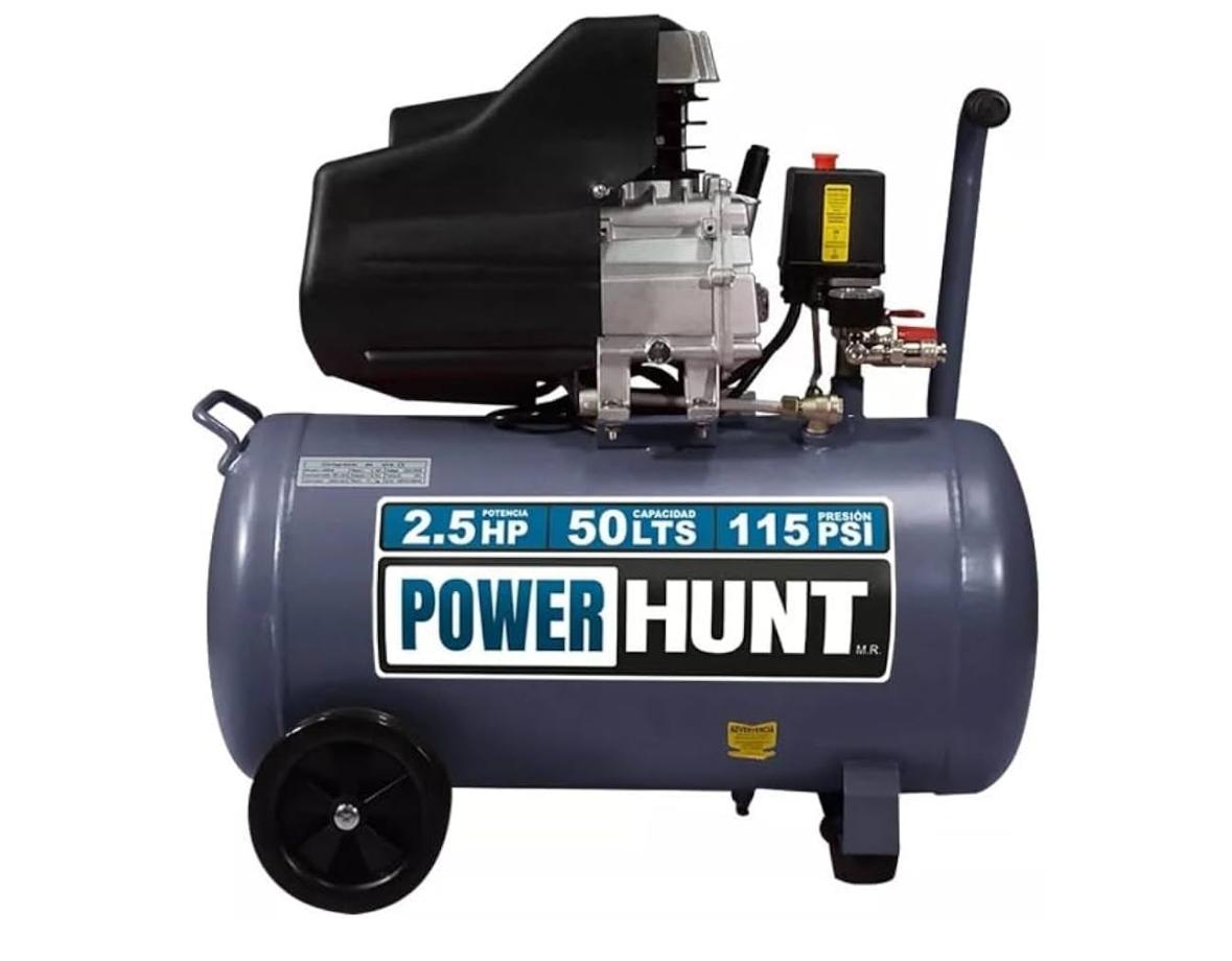 POWER HUNT | Compresor de aire 2.5hp 50lts con doble conexión rapida 