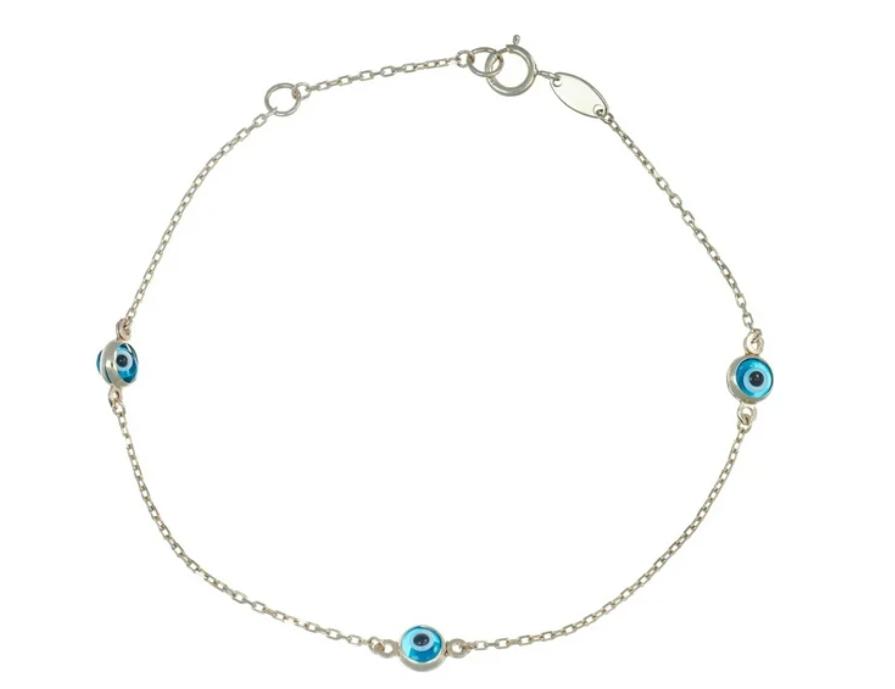 Pulsera Turca Imperial Jewelry De Ojitos de 10 Quilates 0.6mm 18 Cm