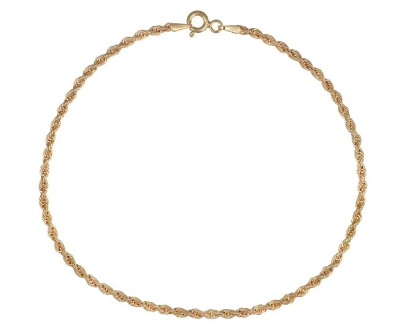 Pulso Torsal De Oro Italiano 10k, Calibre 2.5mm, 21.5 Cm