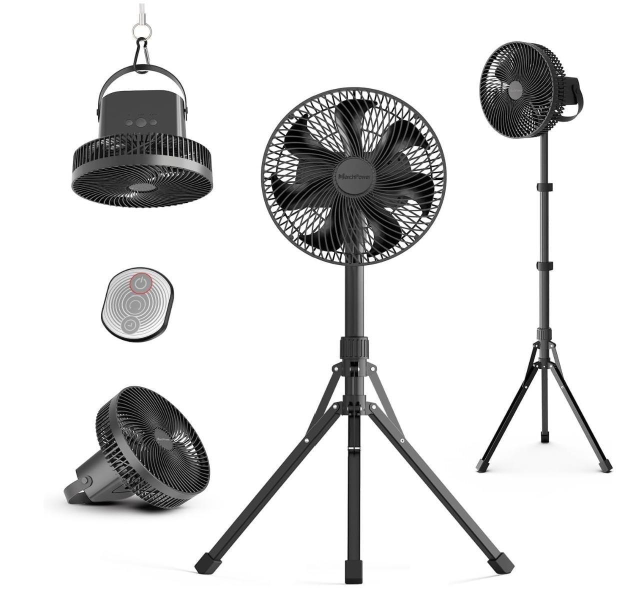 Quntis Upgrade Ventilador Portátil de Pie con Trípode Desmontable, Ventilador Camping de Piso Recarg