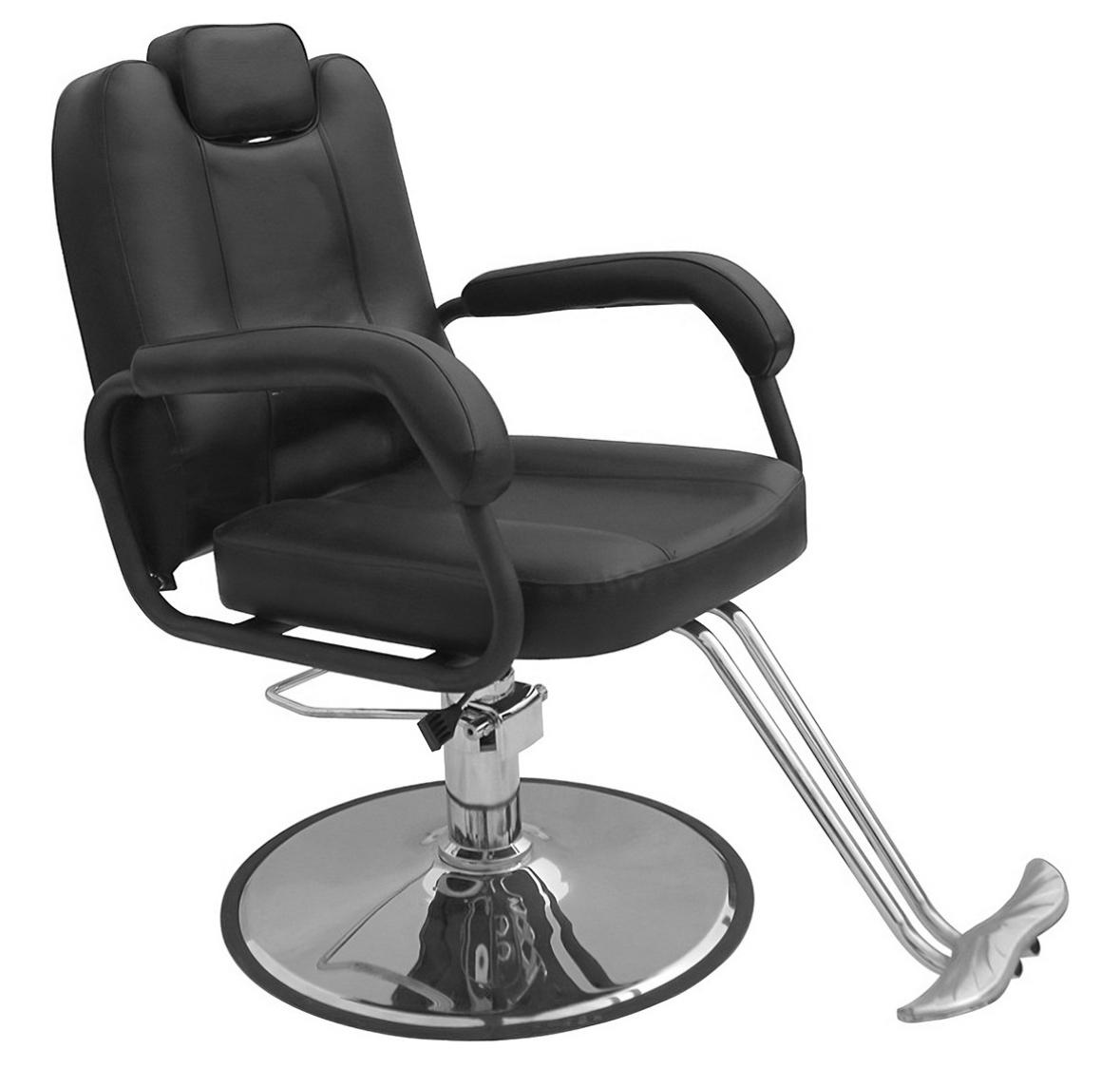 Silla Reclinable Barbero Altura Ajustable Estética, Barbería Color Negro Forma de la base Redonda