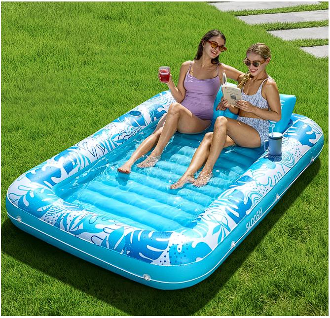 Sloosh Flotador Hinchable para Piscina, Flotador de Piscina para Adultos con Almohada