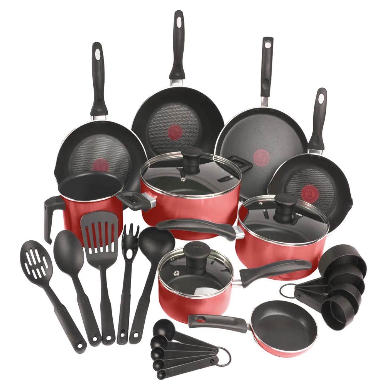 T-fal Batería de Cocina Supercook de 26 piezas Color Rojo