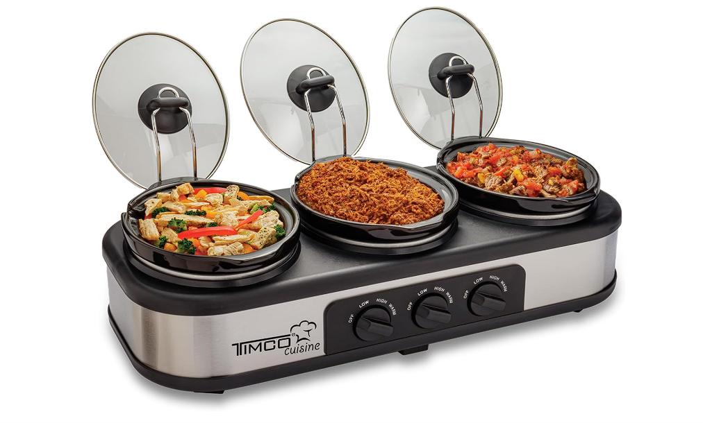 Timco Bufetera Electrica Triple 3 Insertos Ceramica 1.5L Bandeja Calentamiento BUFET1121