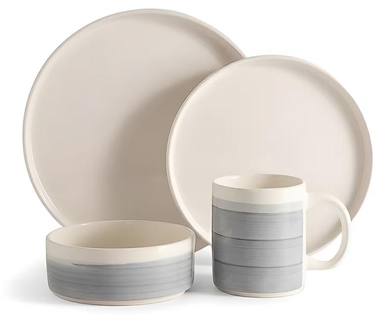 Vajilla de Cerámica Blanca para 4 Personas 16 Piezas