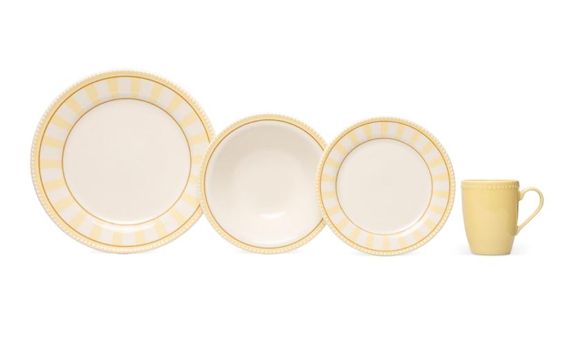 Vajilla de Cerámica Amarilla para 4 Personas 16 Piezas