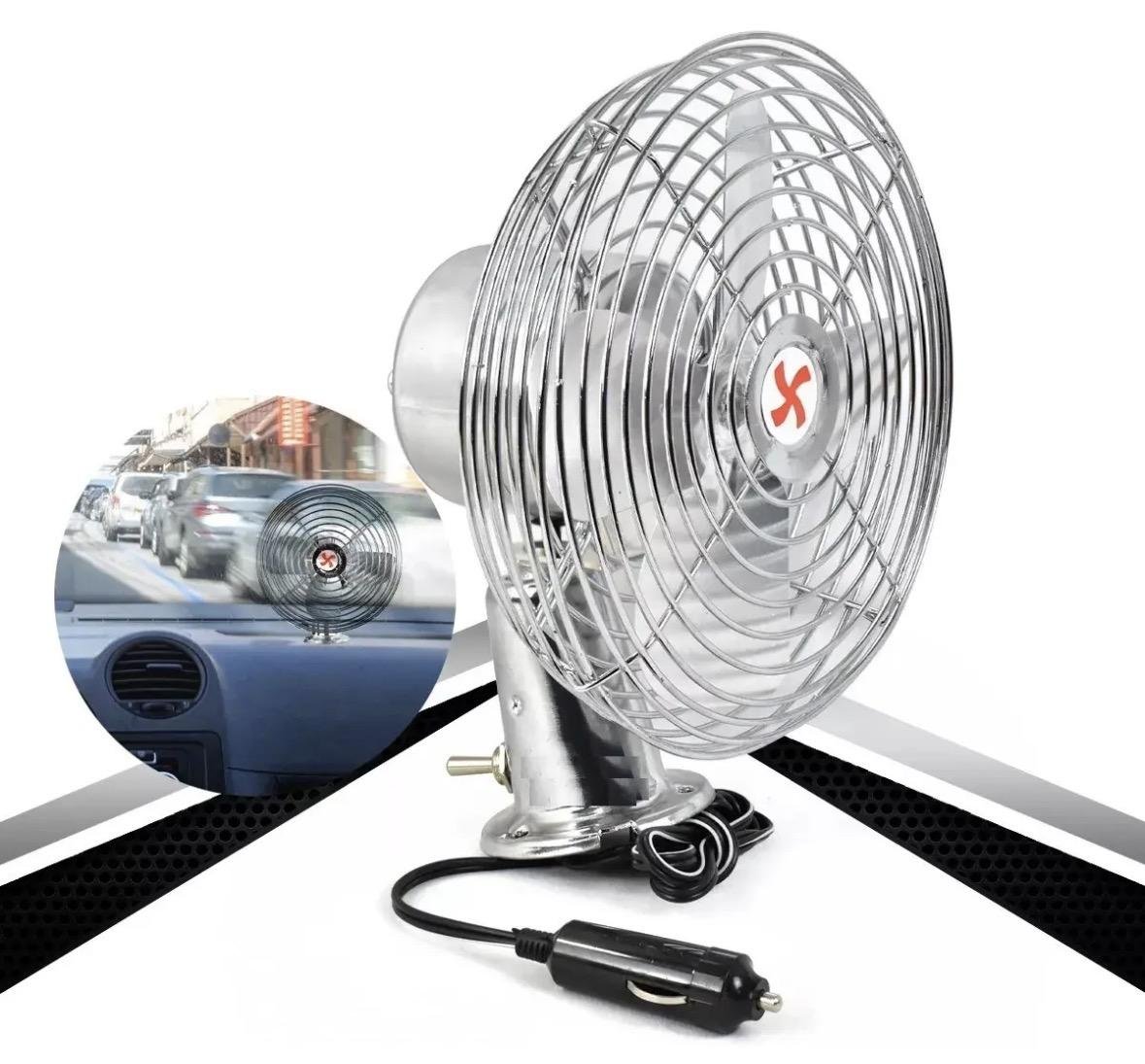 Ventilador Automotriz Aspas Metal Con Plug Encendedor 8 Pulg